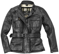 Black-Cafe London Madrid Veste en cuir de moto dames,  noir,  taille S pour Femmes