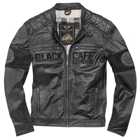 Black-Cafe London New York Veste en cuir de moto Noir 52