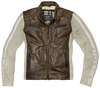 Black-Cafe London Toronto Veste en cuir de moto,  blanc-brun,  taille 50 pour Hommes