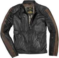 Black-Cafe London Vintage Veste en cuir de moto,  noir-brun,  taille 48 pour Hommes