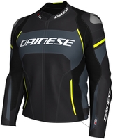 Dainese Racing 3 D-Air® Airbag Veste de moto en cuir Noir Gris Jaune 54