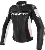 Dainese Racing 3 Veste de moto en cuir de dames Noir Rose 42