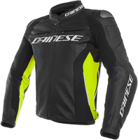 Dainese Racing 3 Veste en cuir de moto Noir Jaune 50