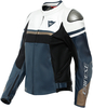 Dainese Rapida Veste en cuir de moto pour dames,  noir-blanc-bleu,  taille 40 pour Femmes