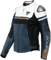 Dainese Rapida Veste en cuir de moto pour dames,  noir-blanc-bleu,  taille 44 pour Femmes