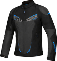 Ixon Caliber Veste textile imperméable à l’eau pour moto,  noir-gris-bleu,  taille S pour Hommes