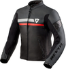 Revit Mile Veste en cuir de moto,  noir-blanc-rouge,  taille 54 pour Hommes
